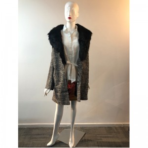 Manteau en laine à carreaux pour femme RLWW0001